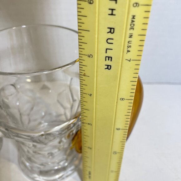 Set Of 2 Vintage Clear Glass Beer Mugs With Amber Handles - Picture 6 of 7